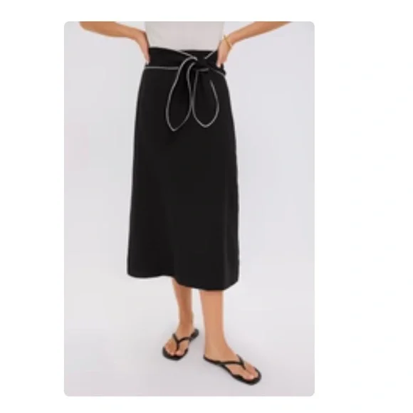 New With Tags Tuckernuck Black Linen Carine Tie Skirt Sz S - Picture 1 of 8